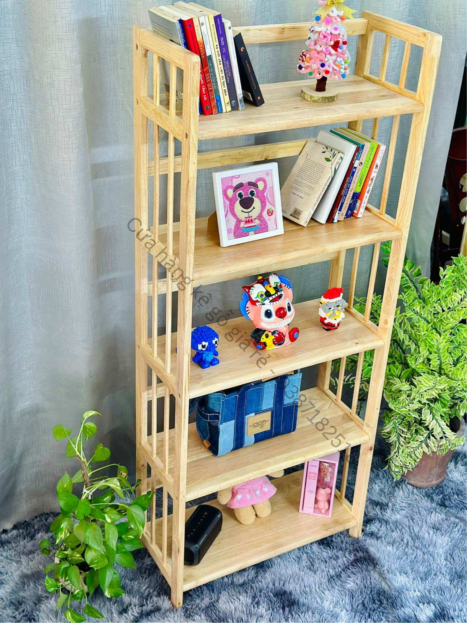 Kệ sách gỗ 5 tầng ngang 65cm sâu 28cm cao 157cm