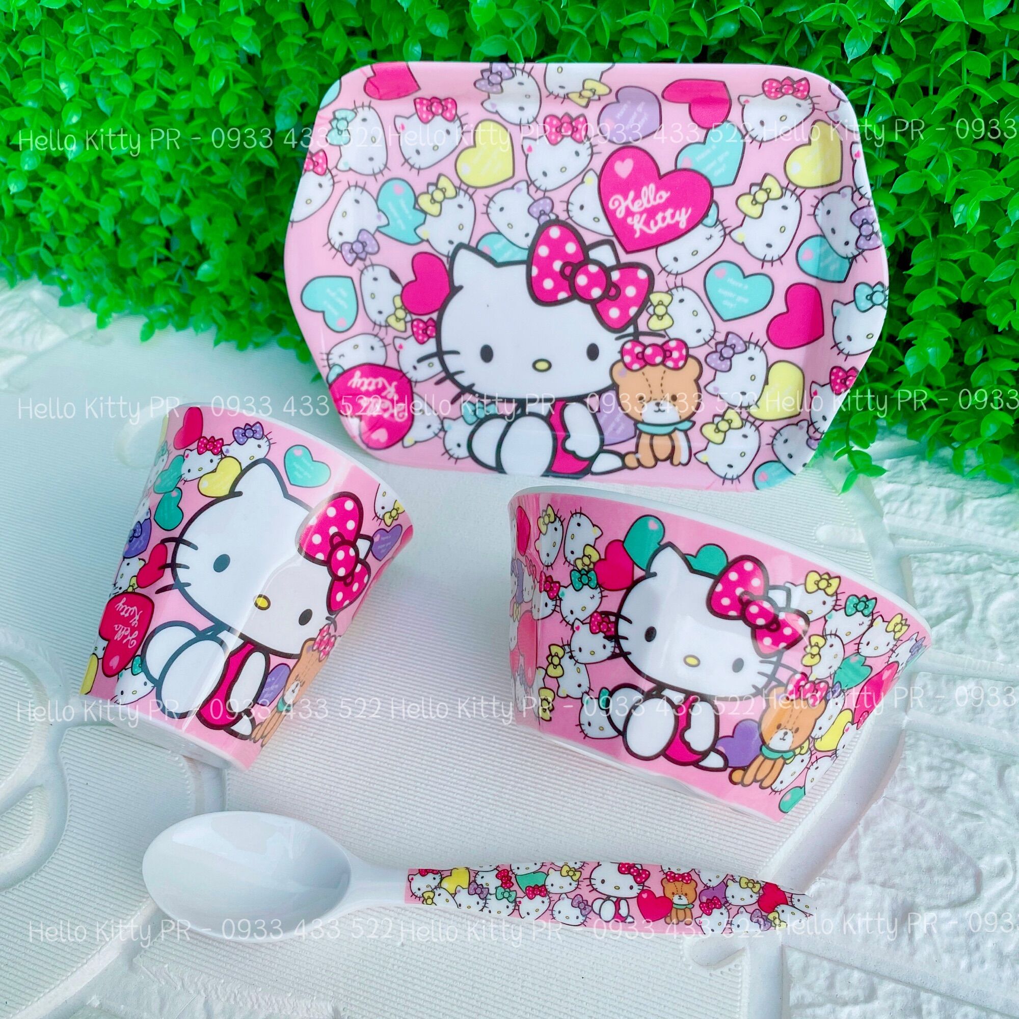 Combo chén ly muỗng Hello Kitty