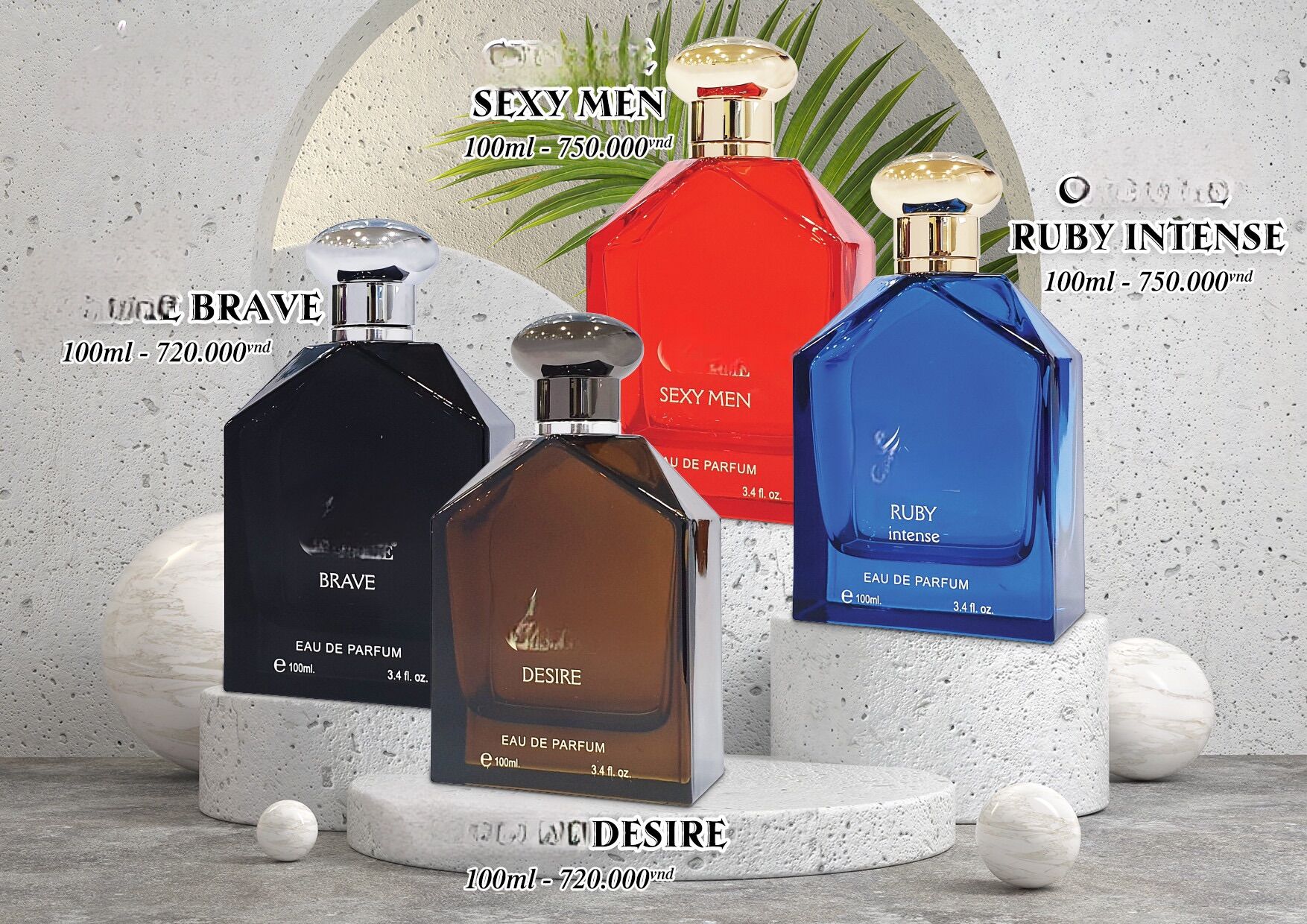 Nước hoa Ruby_intense - Sexy men - Brave - Desire 100ml