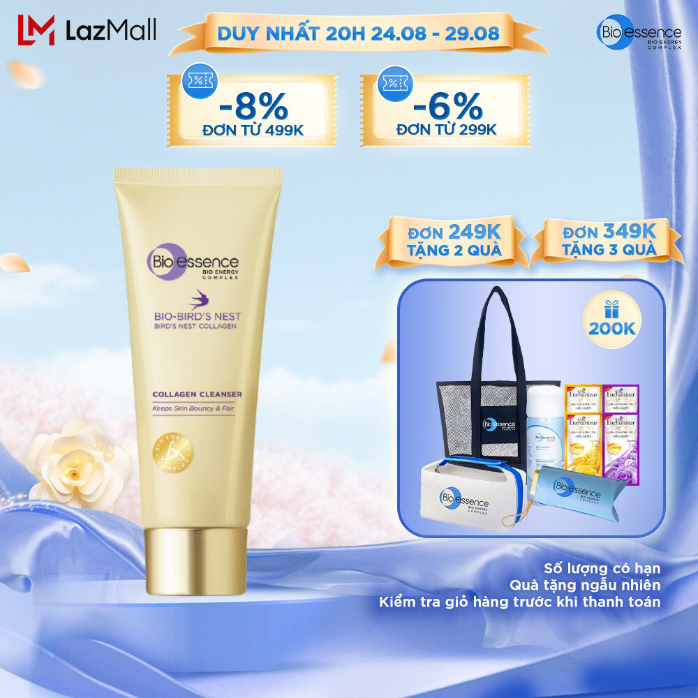 Sữa rửa mặt dưỡng da tươi sáng và căng mọng Bio-essence Bio-Bird's Nest Collagen Cleanser 100g