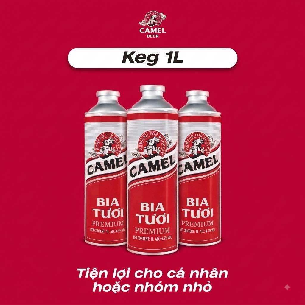 BIA TƯƠI CAMEL 1L 4.5% (Thùng 8 Keg x 1L)