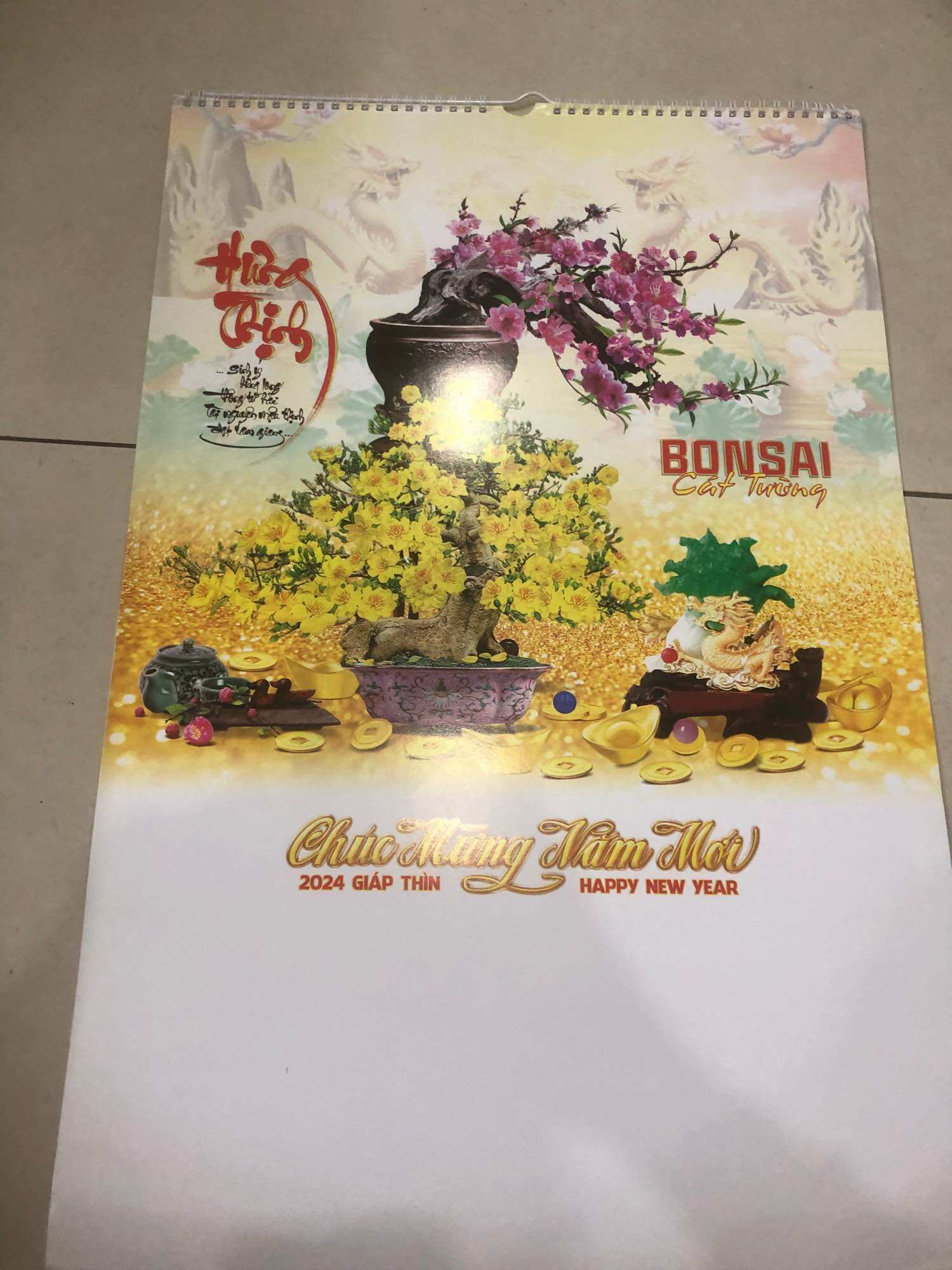 Lịch 7 tờ 2024 Bon sai cát tường khổ 40x60