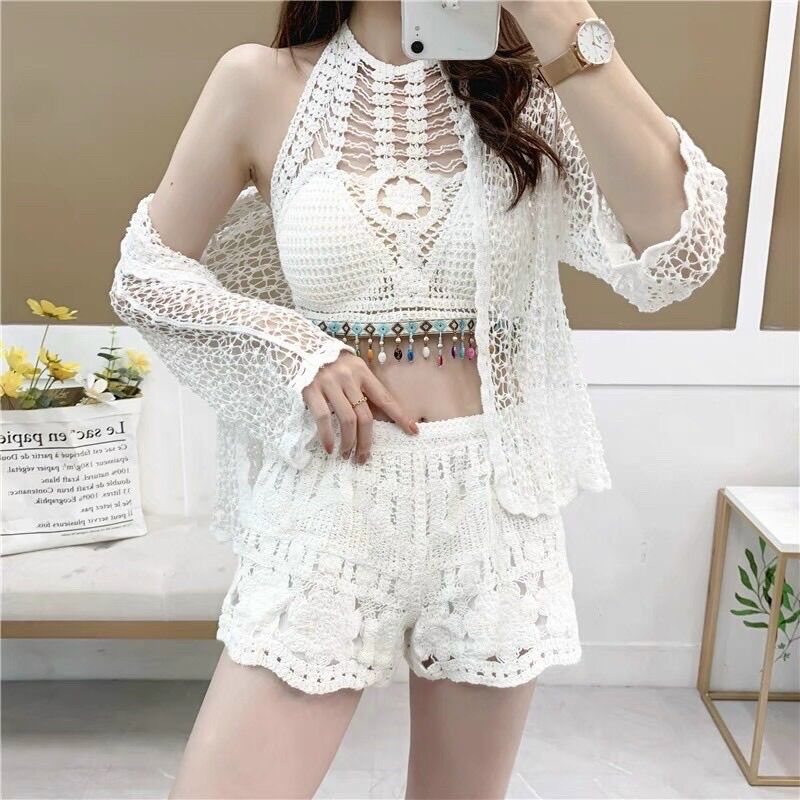 29-Bộ bơi bikini⚡️Set ren đi biển 3 món sang chảnh