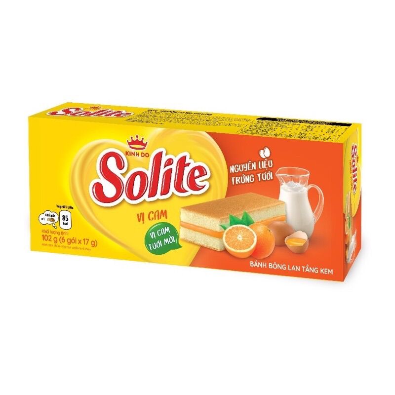 COMBO 6 CÁI BÁNH BÔNG LAN SOLITE KEM VỊ CAM