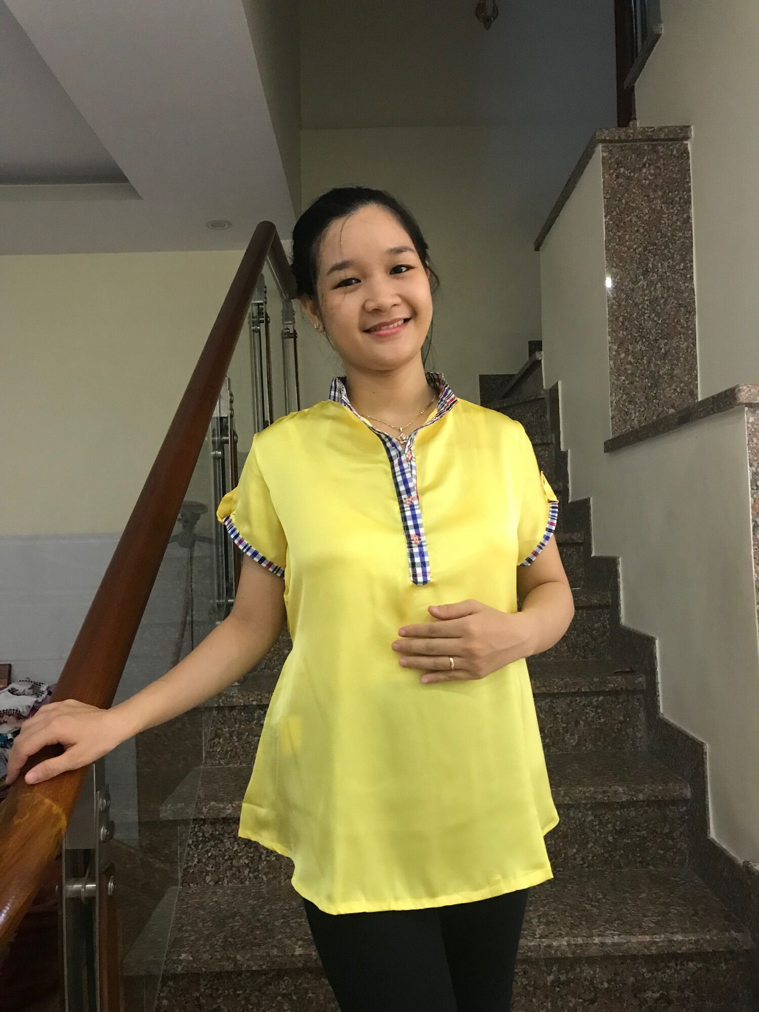 [HCM]Áo bầu lụa cổ trụ (trắng)