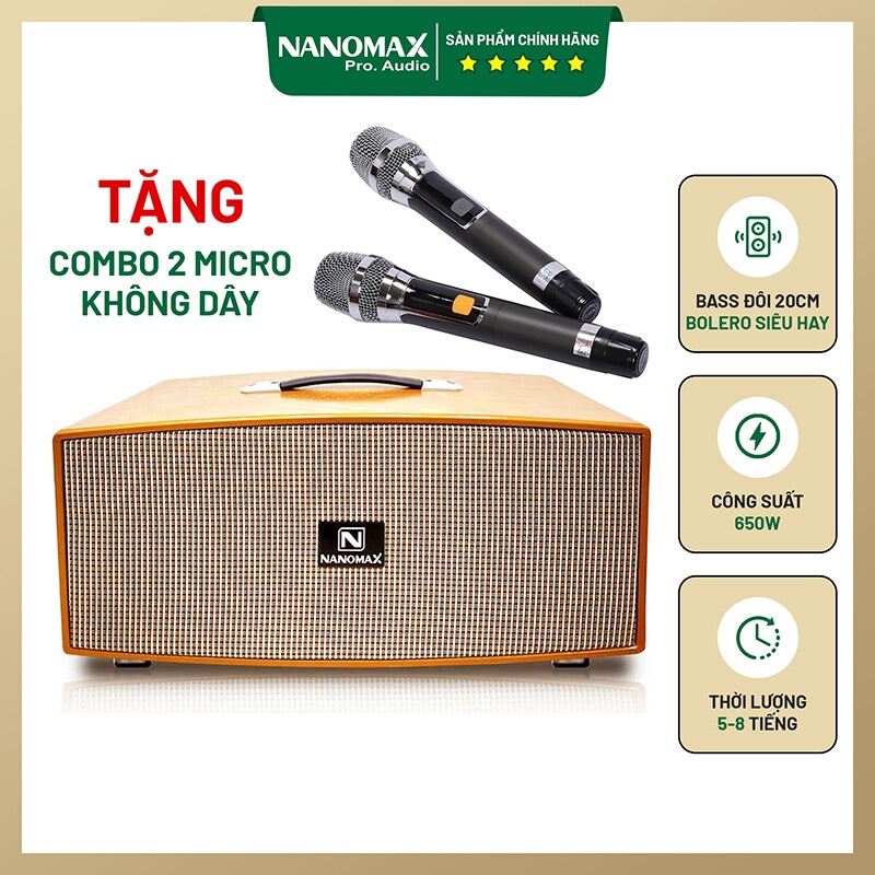 Loa Karaoke Xách Tay Nanomax X-320 Bluetooth 2 Bass 20cm 650w thumbnail