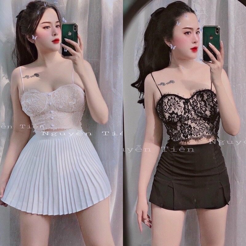 Áo bra 2 dây phối ren gợi cảm cực xinh ren11 / áo 2 dây đính hột kèm ren siêu đẹp