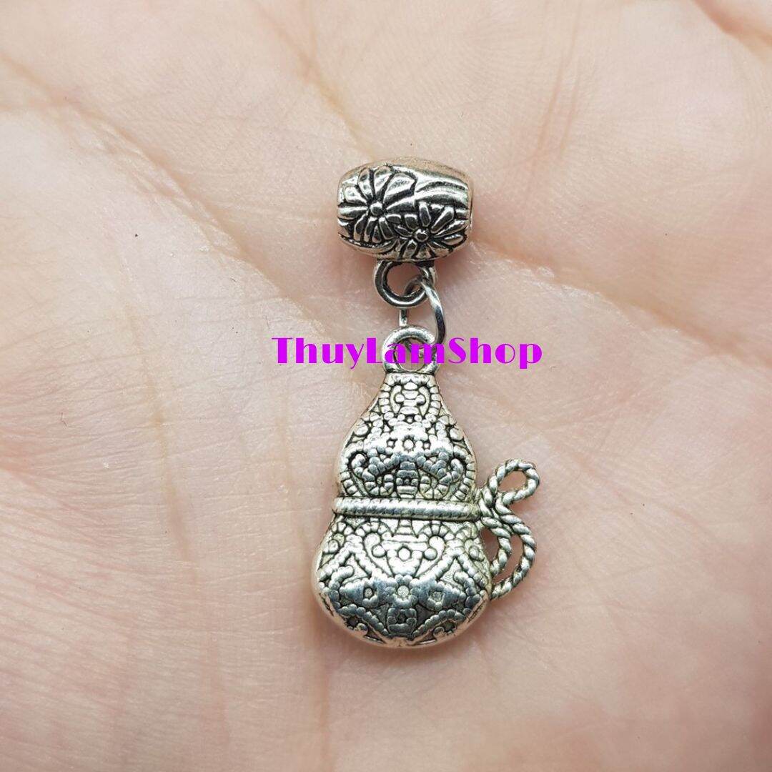 Charm ống luồn bình hồ lô bạc thái chặn hạt, charm xỏ treo hồ lô, charm xâu vòng đẹp