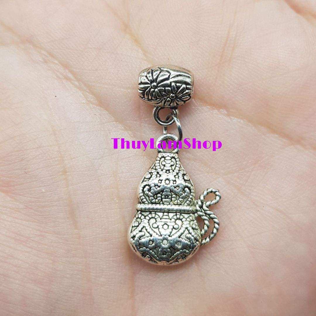 Charm ống luồn bình hồ lô bạc thái chặn hạt, charm xỏ treo hồ lô, charm xâu vòng đẹp
