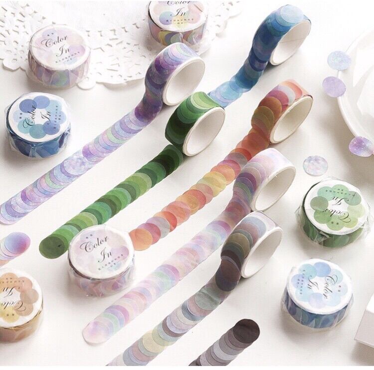 Cuộn sticker 100 miếng dán chấm tròn sáng tạo nhiều màu dễ thương trang trí sổ, nhật ký, học tập Ms005