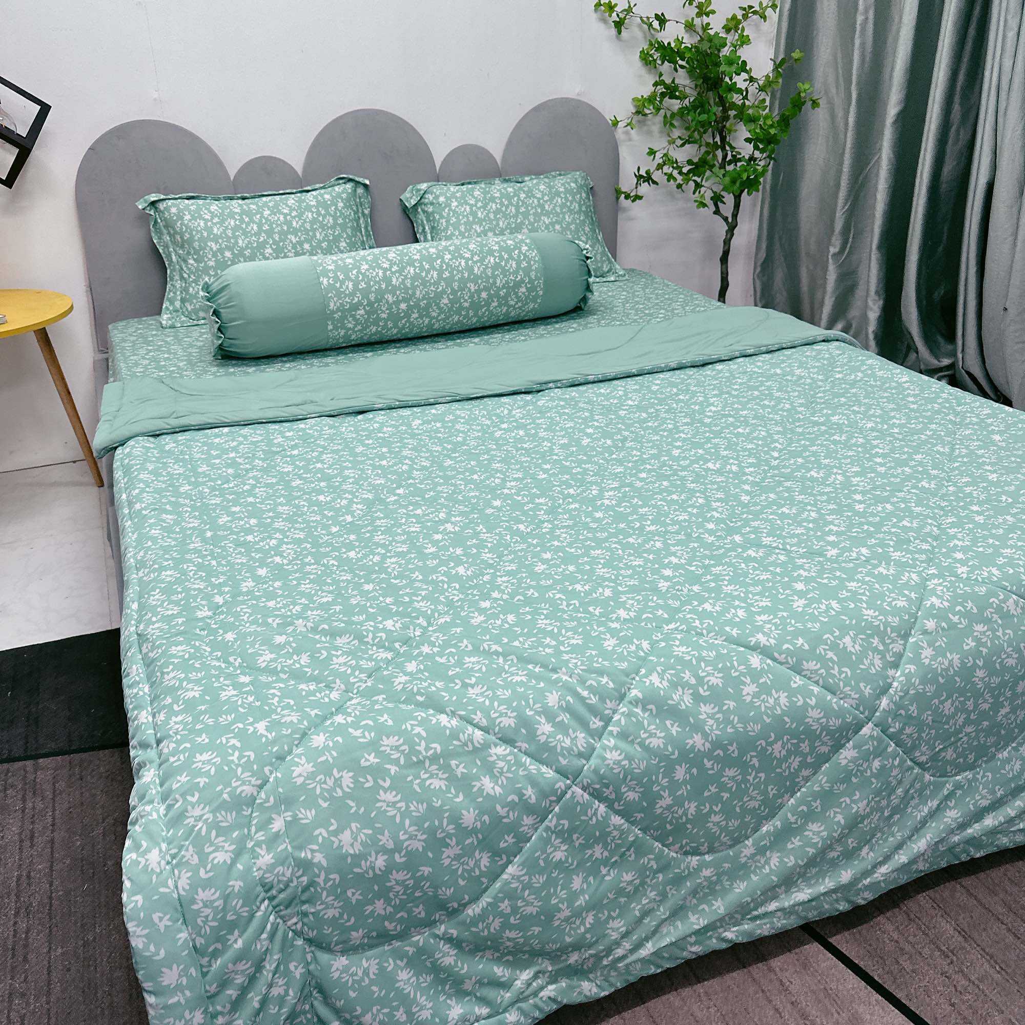 Bộ ga gối thun lạnh mẫu lá nhí đủ kích cỡ may theo yêu cầu chăn ga gối thun Hàn Quốc - Chăn ga gối Minh Anh