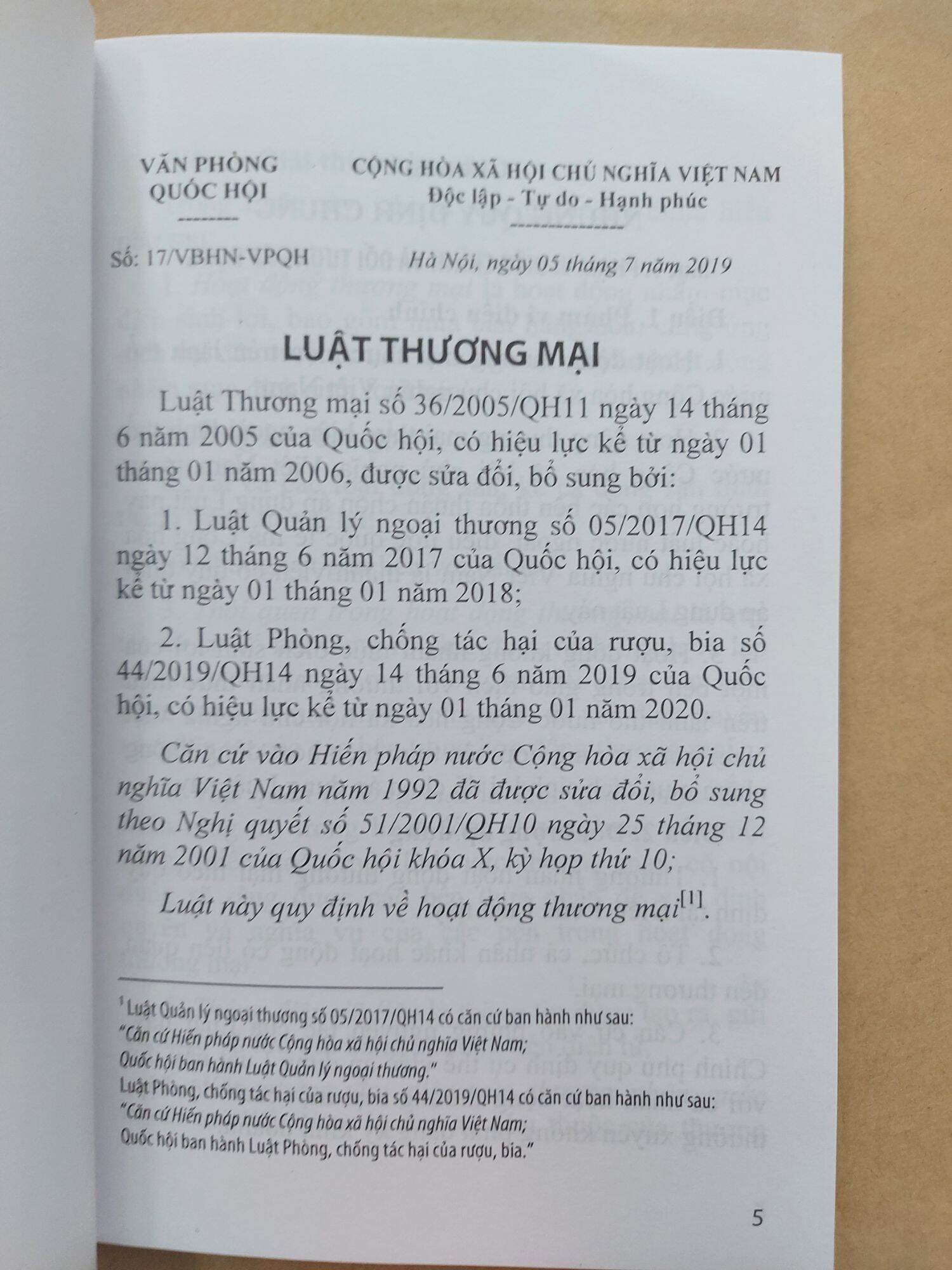 Luật Thương Mại sđ năm 2017, 2019