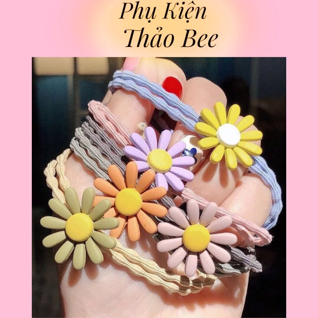 3 Dây cột tóc hoa cúc nhiều màu xinh xắn giá rẻ