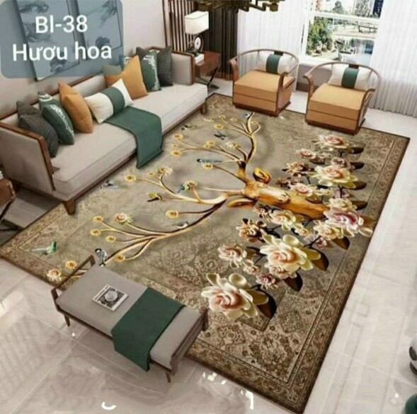 thảm trải sàn bali 5D mẫu 2020 1m6x2m3 con nai đẹp