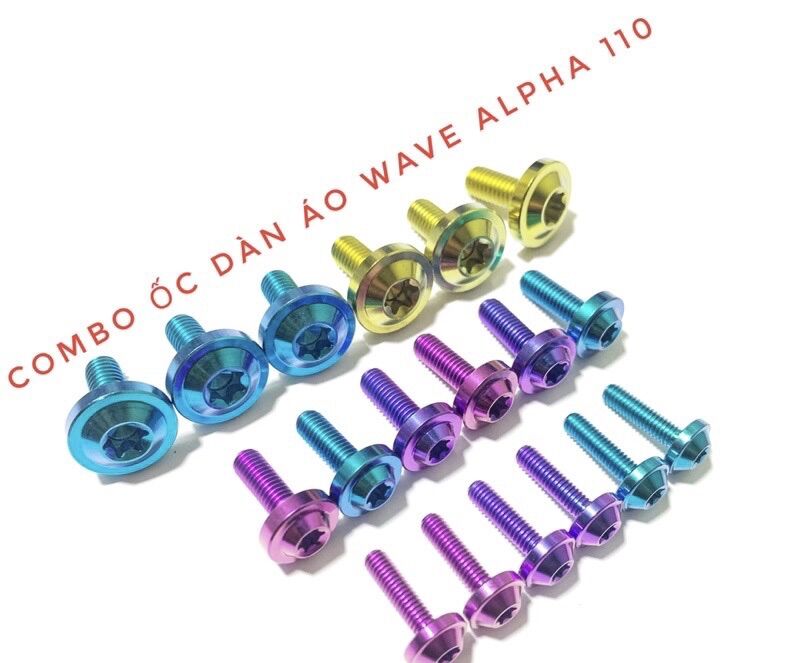 (GR5 XỊN) COMBO 18 ỐC TITAN LẮP FULL DÀN ÁO WAVE ALPHA 110 CỰC ĐẸP