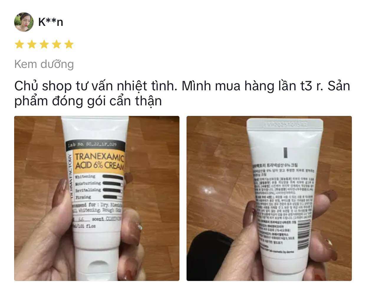Kem giam nám tranexamic acid 6% (Hang khong sx vo hop)
