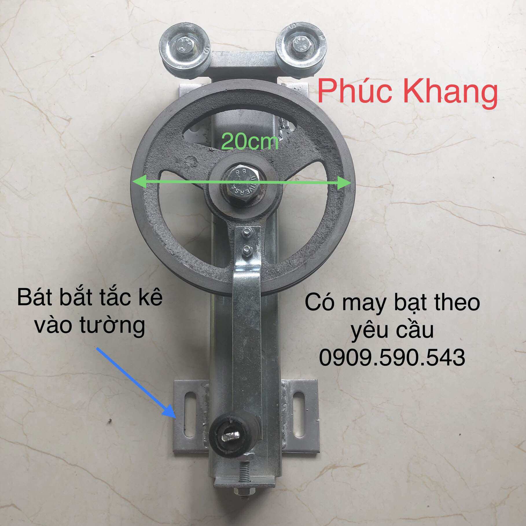 Tay quay mái bạt xếp - Mái hiên - Mái trượt có tăng cáp - Loại có bát gắn tường