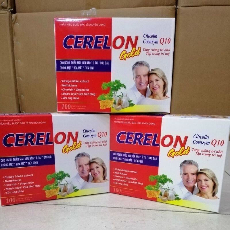 [Hcm]Cerelon Gold Giúp Bổ Sung Dưỡng Chất Cho Não Hiệu Quả Viên Uống Hoạt Huyết Dưỡng Giảm Đau Đầu Chóng Mặt Não 100 Viên