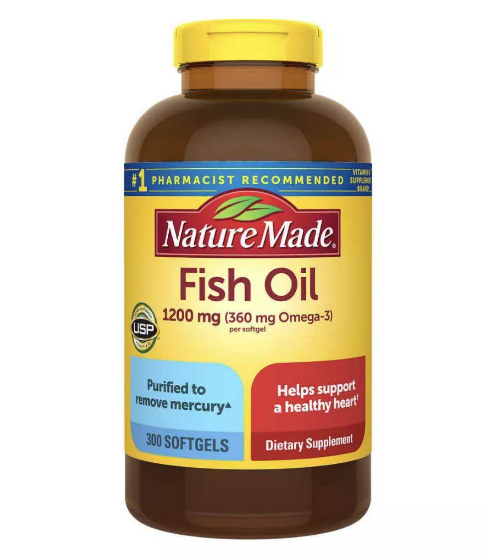 (Mẫu mới) Dầu Cá Nature Made Fish Oil 1200mg hộp 300 Viên Chuẩn Hàng Mỹ