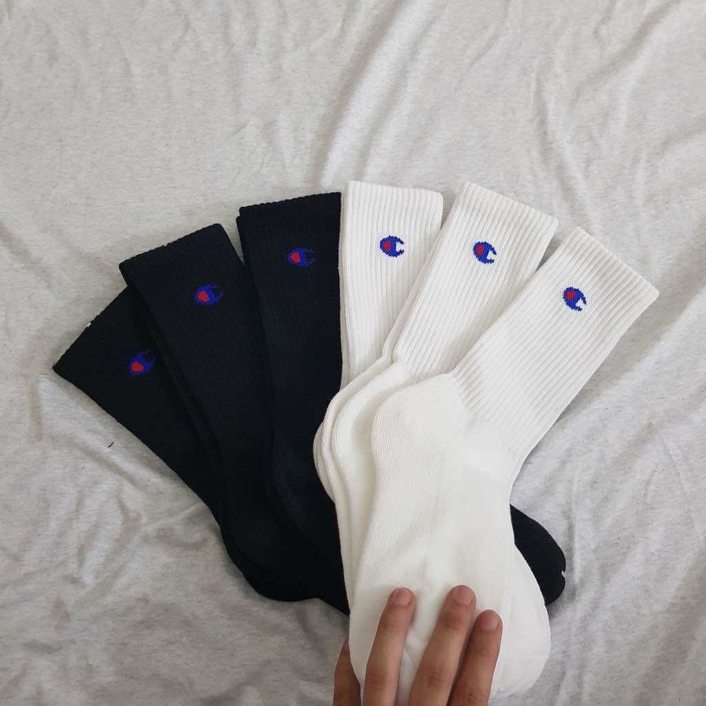 Vớ champion trắng Nam Nữ cổ cao