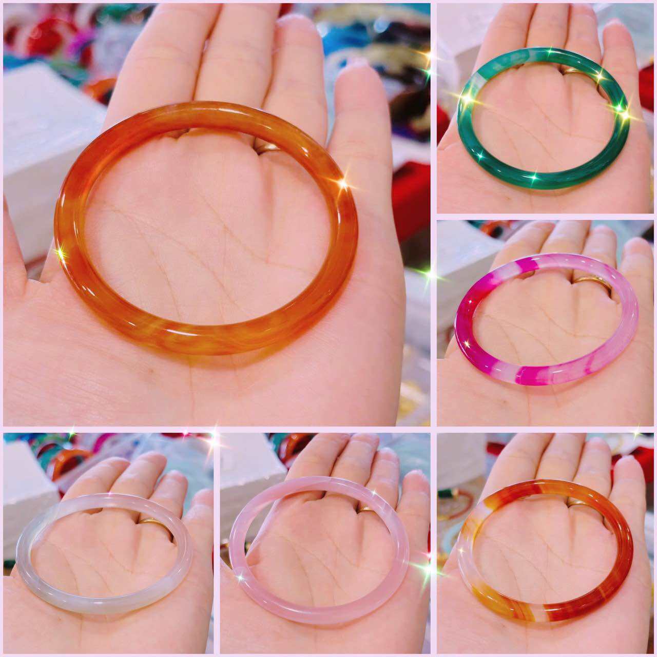 Vòng tay bản đũa chột 6li đá mã não vân đẹp may mắn dưỡng năng lượng tài lộc