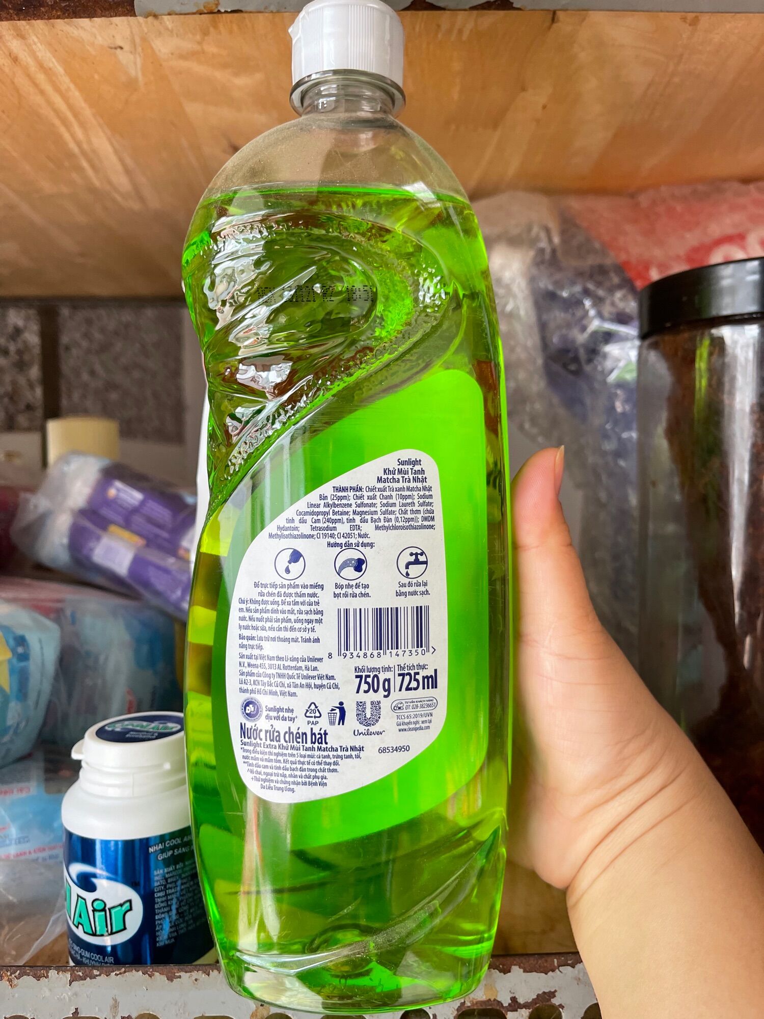 Nước rửa chén chai Sunlight 750ml trà xanh matcha trà nhật