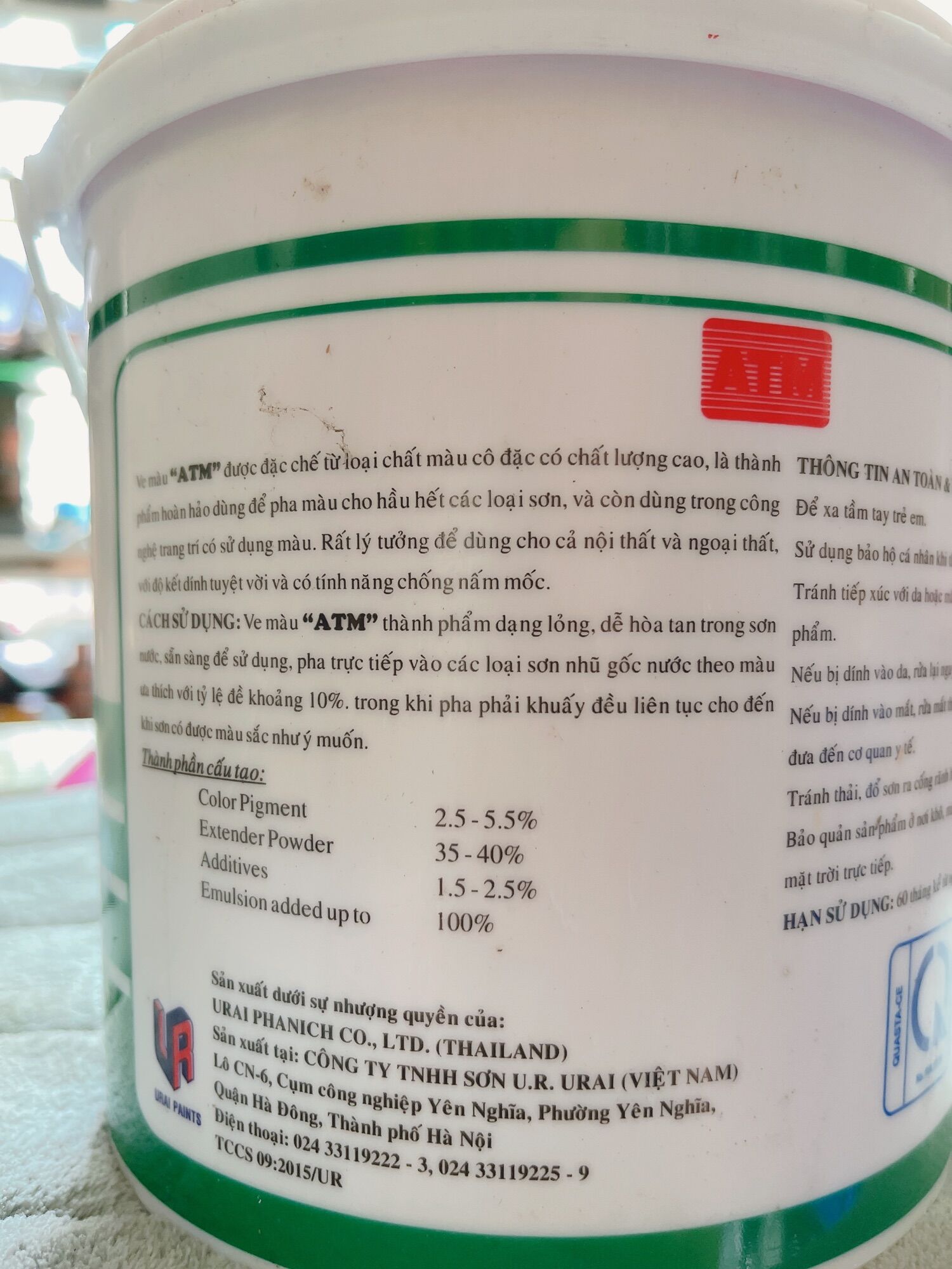 Sơn quét Ve màu atm, ve atm 5kg( 3,5 lít)