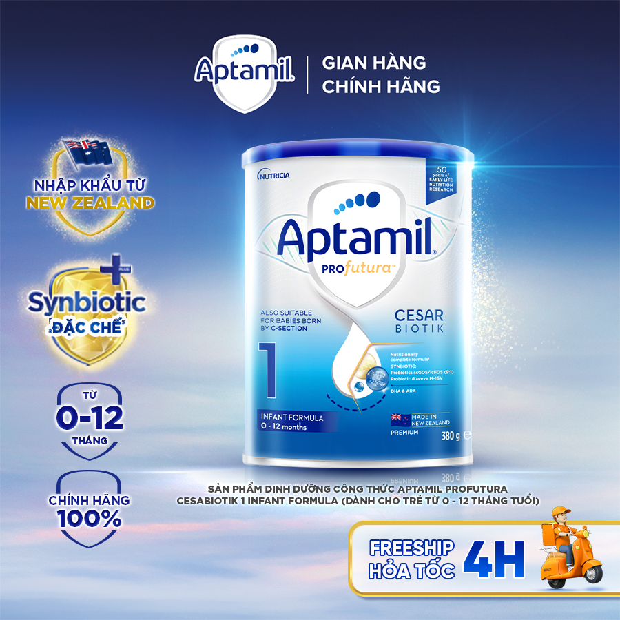 [Hỏa tốc - 0Đ] Sữa bột Aptamil Profutura Cesarbiotik New Zealand số 1 380g - Synbiotic độc quyền