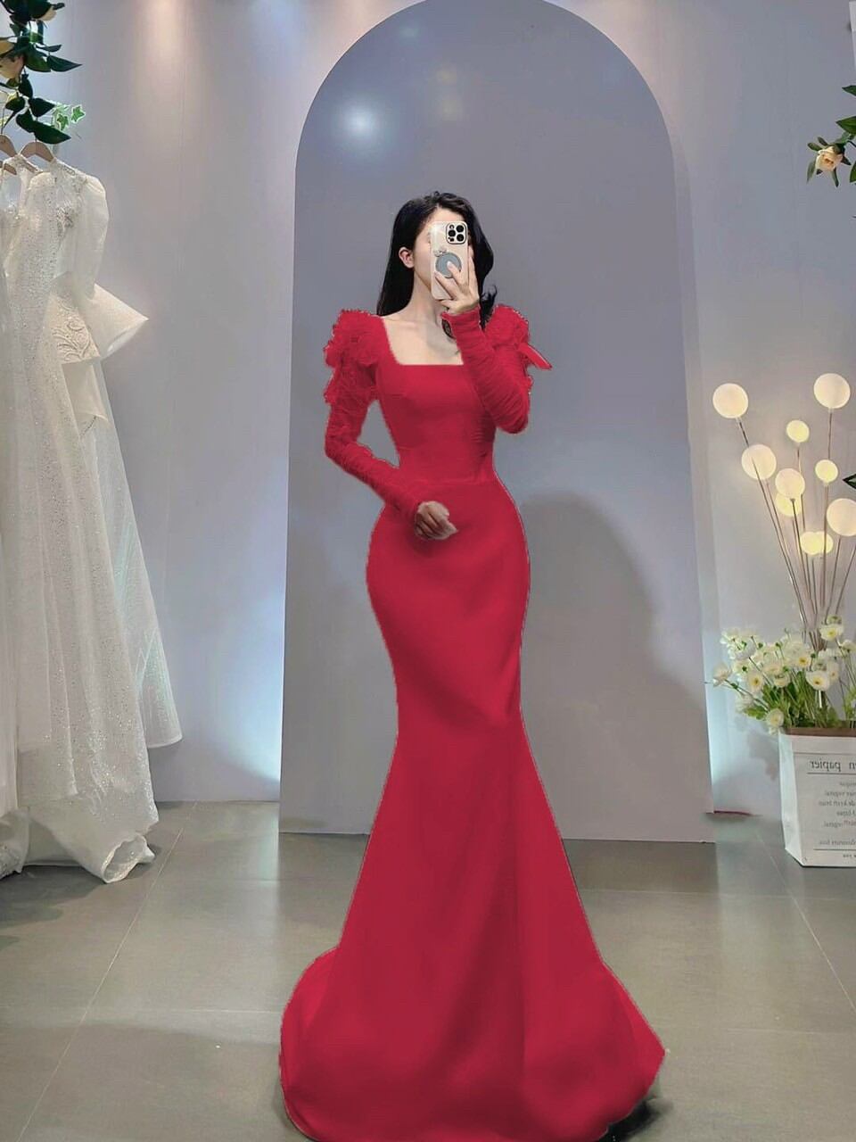 ĐẦM BODY ĐUÔI CÁ ĐÍNH HOA TAY
