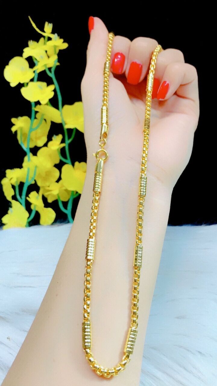 Dây chuyền nam kiểu ống trúc mạ vàng 24k