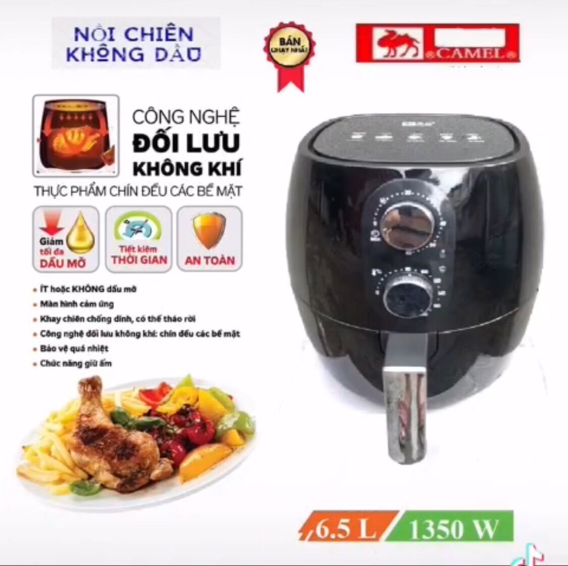 (Sỉ) Nồi chiên không dầu camel 6- 6,5 lít