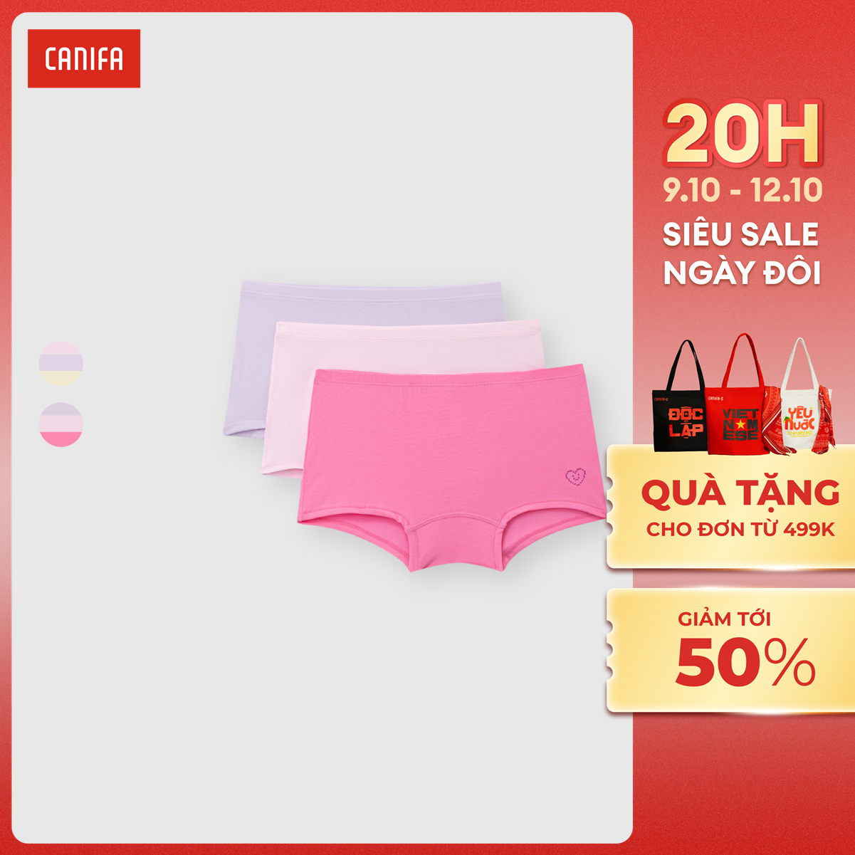 [20H 9-12.10 VOUCHER TỚI 500K] Combo quần lót bé gái CANIFA 1US24A001 MS24