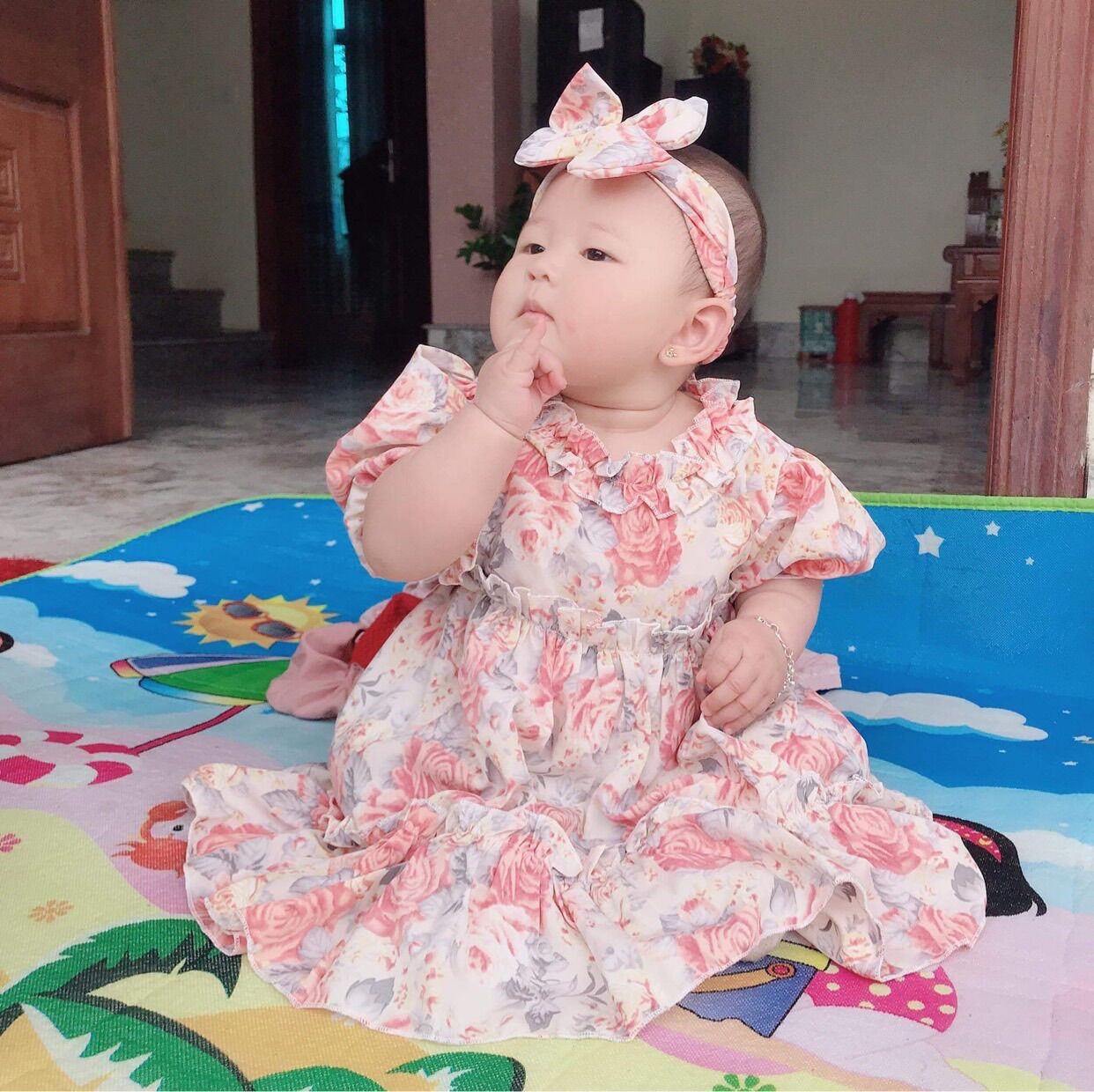 Váy Hồng Phai Bé Gái 4 Đến 28kg Chất Lụa Mềm Mát V021