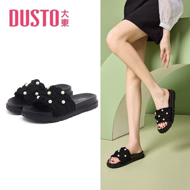 DUSTO Giày Sandal Đế Bằng Phong Cách Thường Ngày Cho Nữ Dép Một Nhân Vật Thoải Mái Với Đế Cao Su Và Thảm Vải Lý Tưởng Để Sử Dụng Hàng Ngày