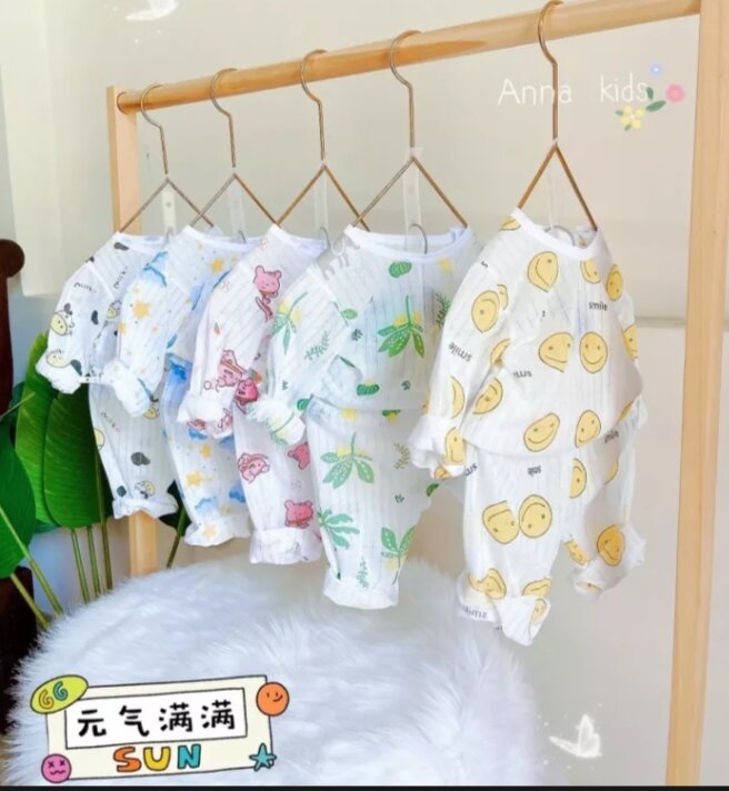 Combo5 bộ thun giấy dài tay cho bé/bé trai/bé gái chất liệu mềm mại -meomeo 01