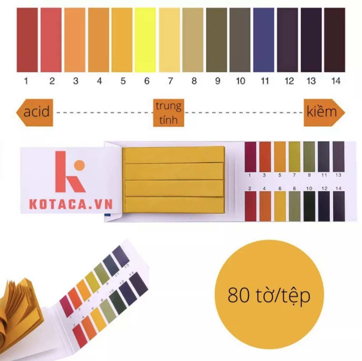 Giấy Quỳ Tím Thử Độ pH Thang Đo Từ 1 Đến 14 - 1 tép 80 miếng