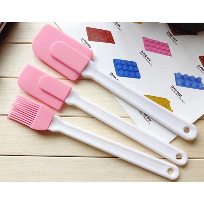 Set 3 món gông phới trộn bột và cọ quét dầu bằng silicon