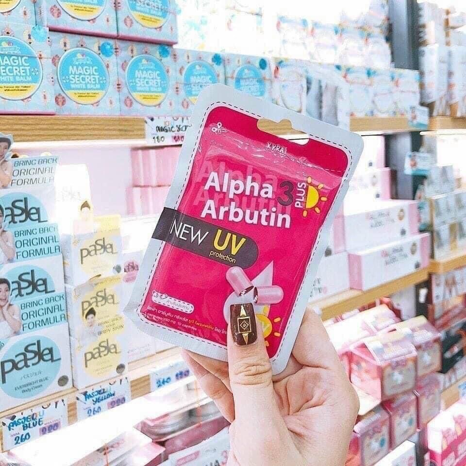 Vỉ 10viên kích trắng pha kem alpha arbutin 3 uv thái lan