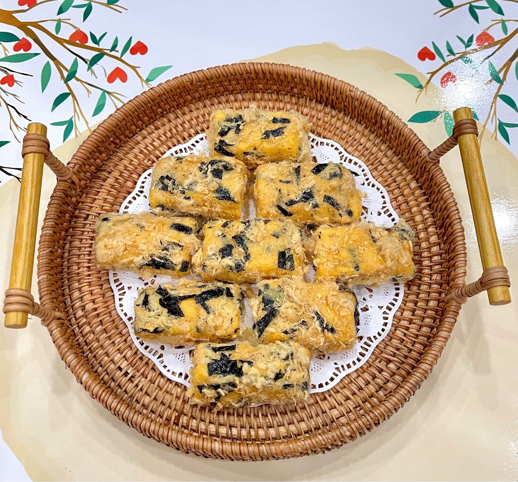 Bánh Bông Tuyết Chà bông Trứng muối Hộp 500gr, Bánh Bông Tuyết vị mặn, Bánh bông tuyết, Bánh Handmade, Ăn vặt Handmade