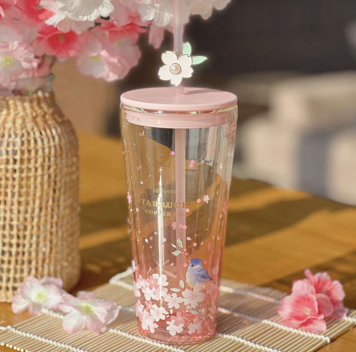 |chính hãng| ly sứ starbucks 2 lớp sakura size khủng 710ml