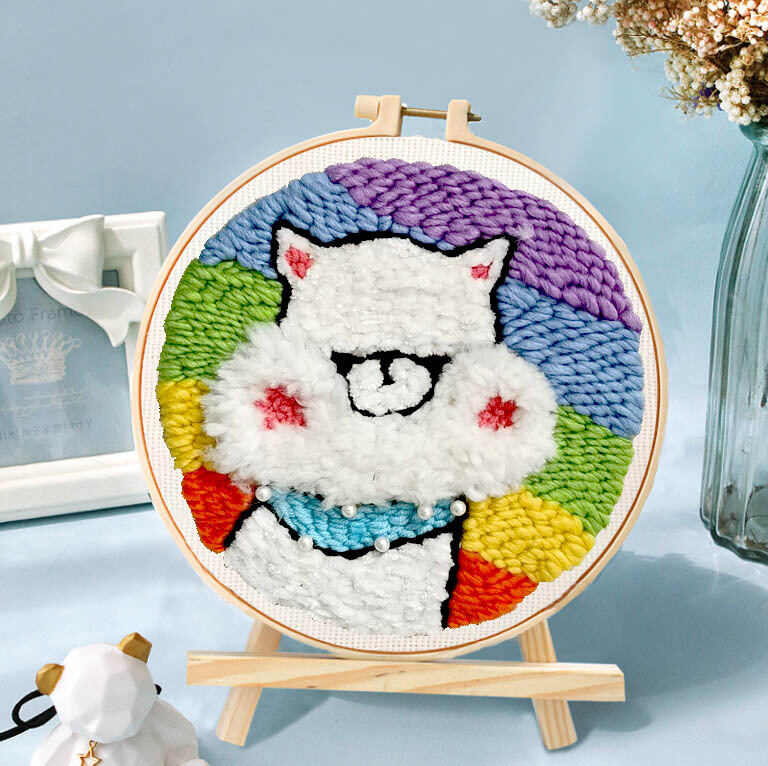 Tranh thêu len xù punch needle thêu nổi trang trí