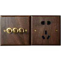 BaldeVance | Công Tắc Lật Kiểu Mỹ Cổ Điển Bảng Gỗ Sồi Đồng Loại 86