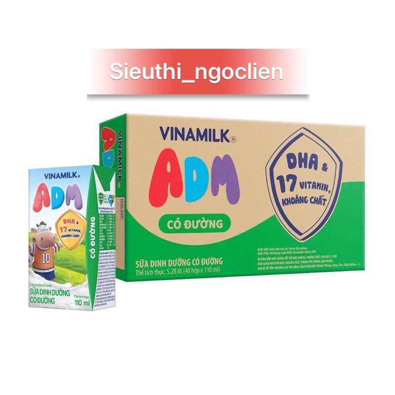 Thùng SỮA TIỆT TRÙNG Vinamik ADM có đường- ít đường 110ml