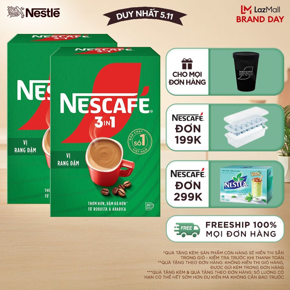 [FREESHIP TOÀN QUỐC] Combo 2 hộp NESCAFÉ 3in1 VỊ RANG ĐẬM (16g x 20 gói)