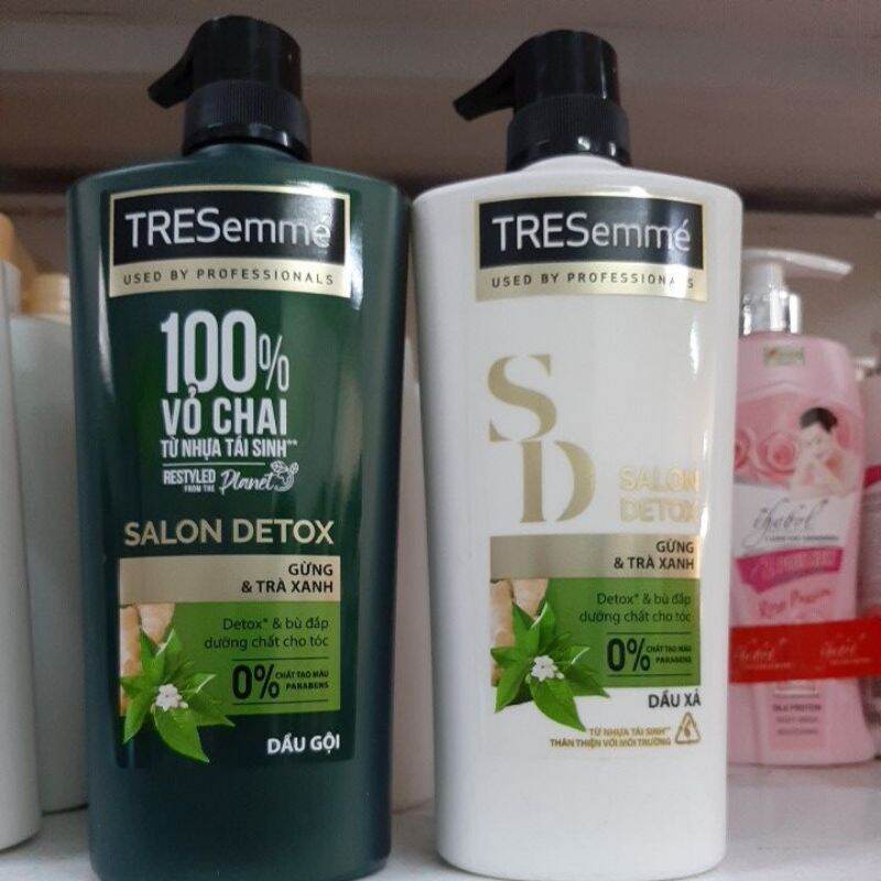 Combo Dầu gội 650g và Dầu Xả 620g TRESemme Salon Detox gừng và trà xanh Detox tóc chắc khỏe