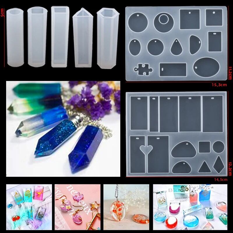 Bộ Khuôn Nhựa Silicon Để Đúc Epoxy Làm Móc Khóa & Đồ Trang Sức Đồ Thủ Công Mỹ Nghệ DIY - Bộ Khuôn Đa Năng