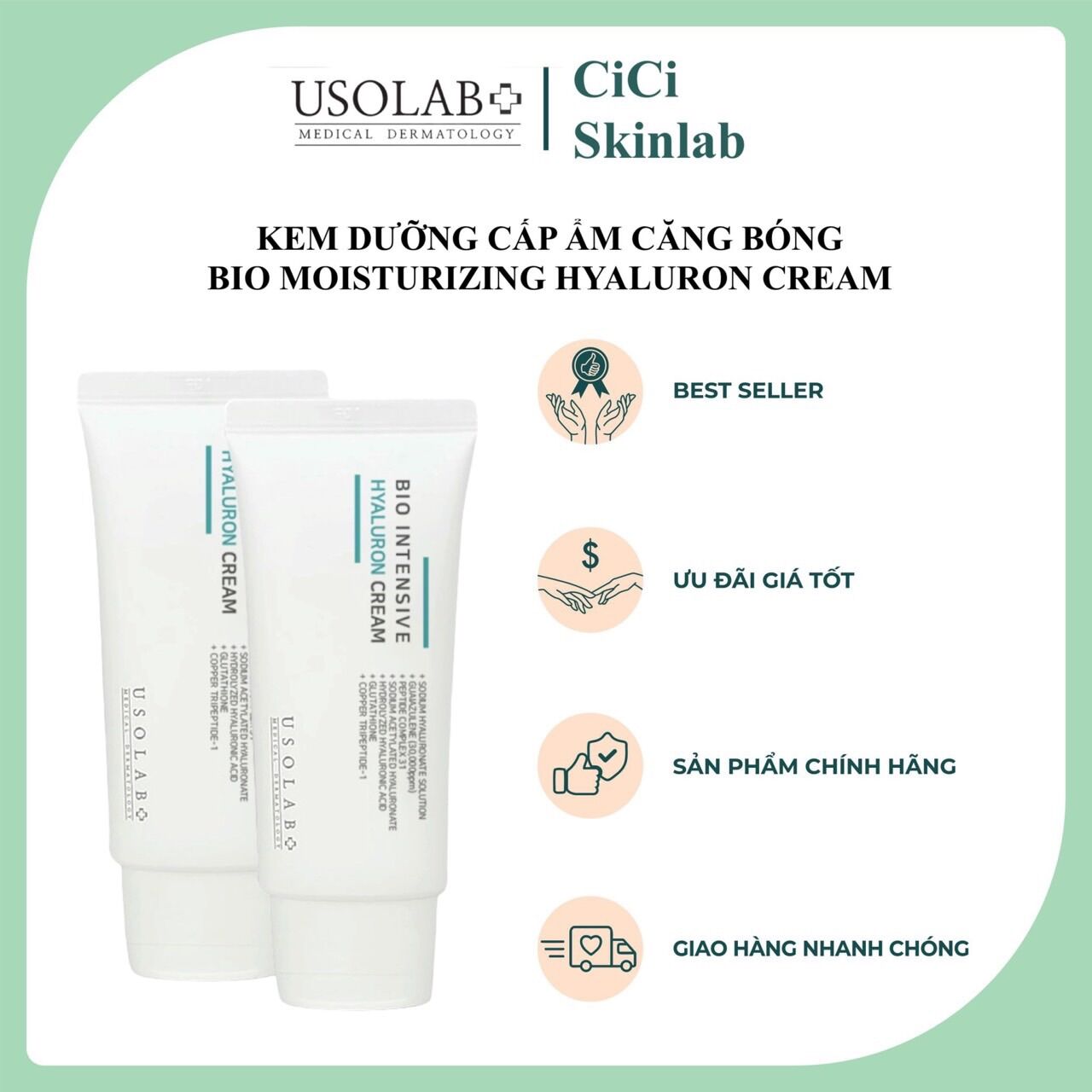 Kem dưỡng ẩm và chống lão hóa da Usolab Bio Moisturizing Hyaluron Cream