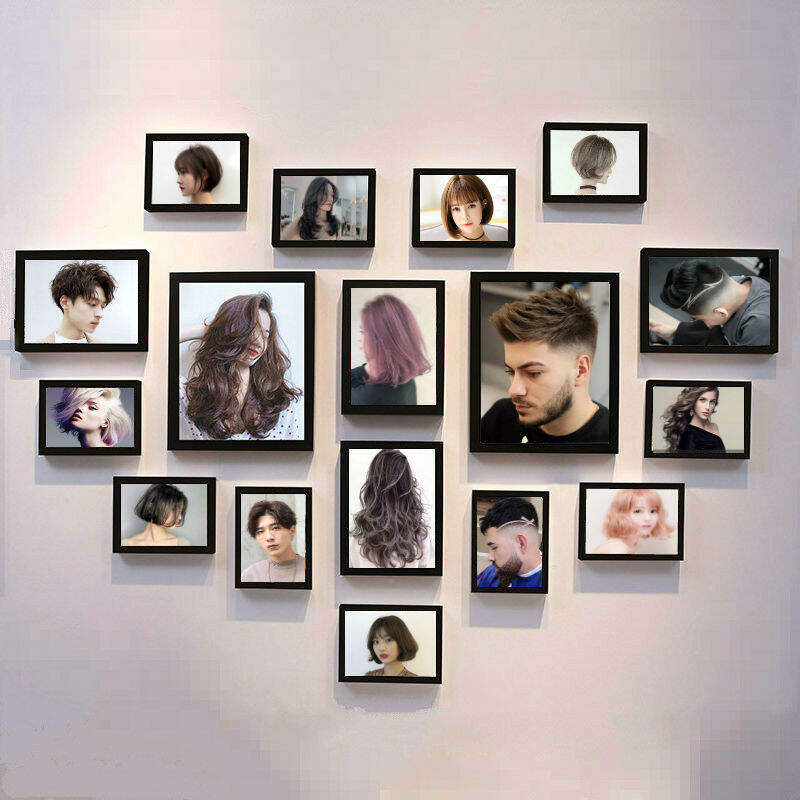 Khung ảnh treo tường 11 khung có kính trang trí salon tóc nam tặng kèm đinh  3 chân  Lazadavn