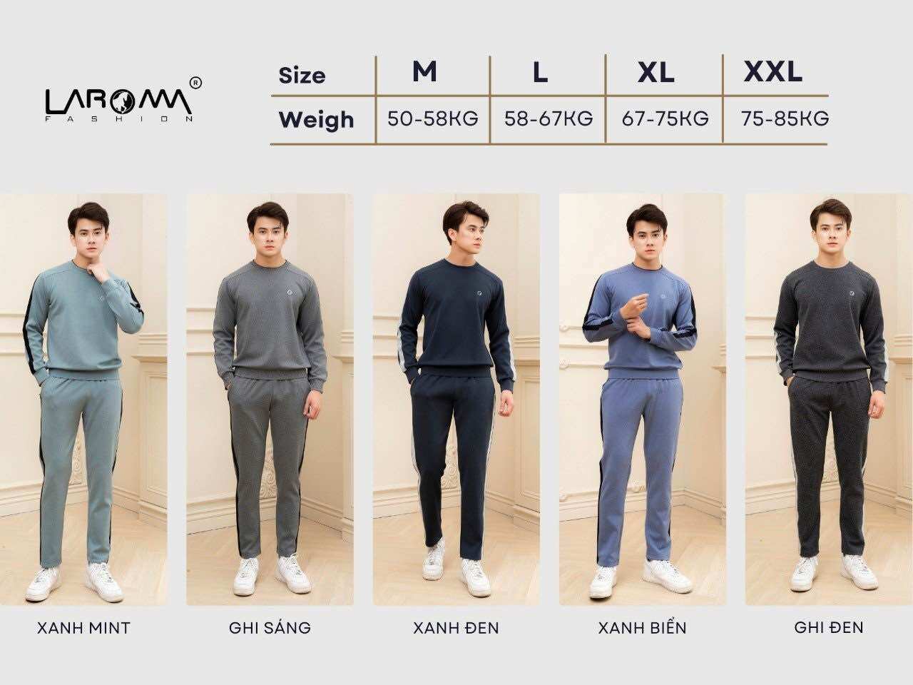Bộ đồ nam Laroma chất nỉ QUẦN SUÔNG