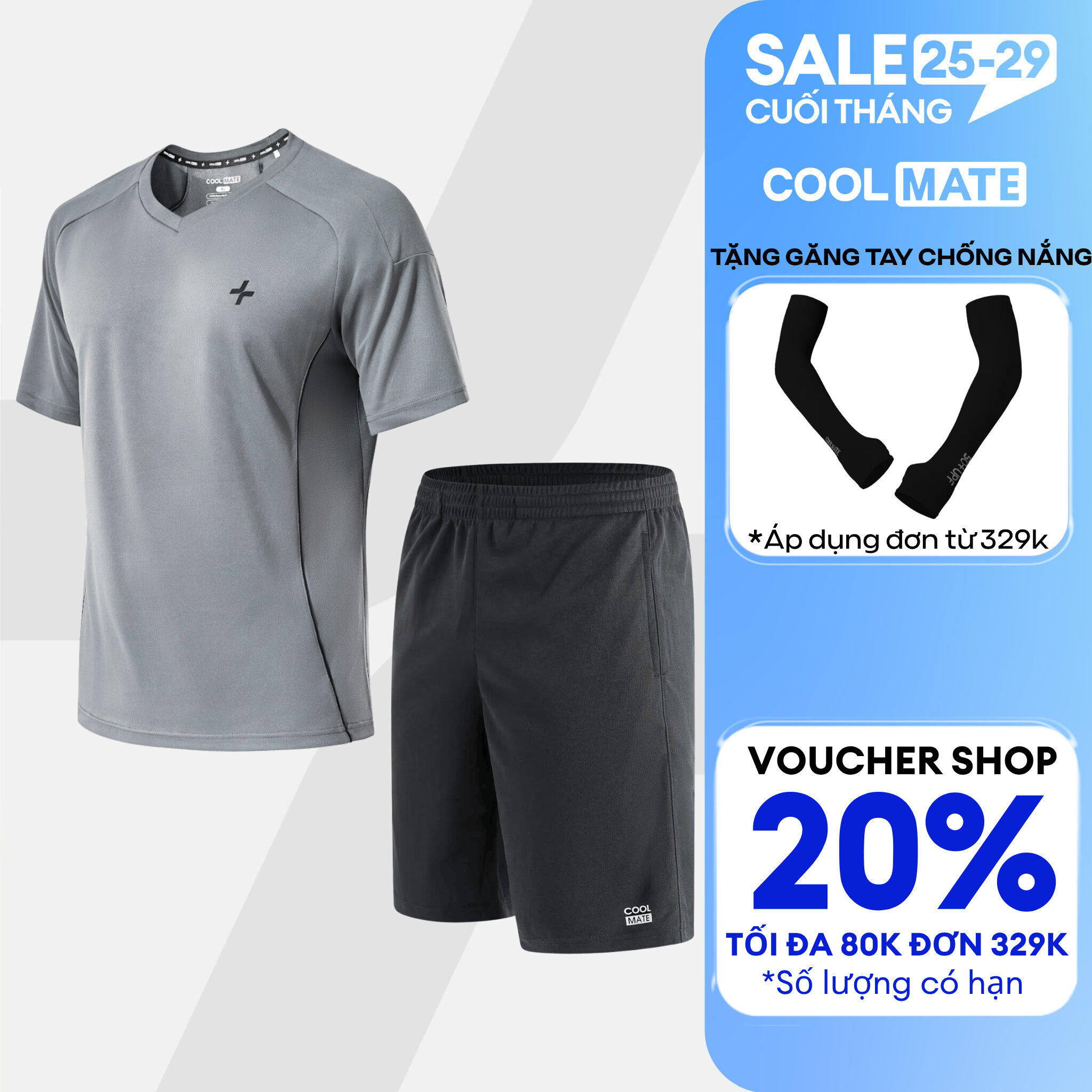 [TẶNG QUÀ ĐƠN TỪ 329K]Set thể thao nam Tennis, Pickleball Áo thun FlexLine Active và Quần shorts Promax-S1 Thoáng khí, thoải mái, thấm hút tốt Coolmate